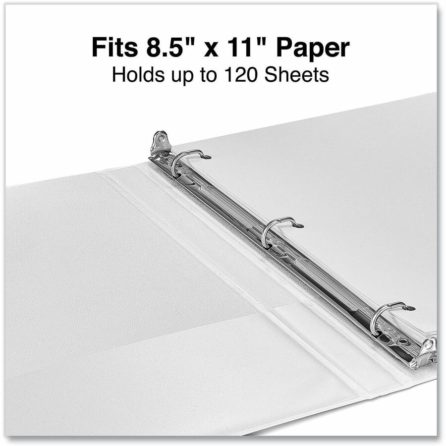 Universal Slant D-Ring View Binder, 3 Rings, 0.5" Capacity, 11 x 8.5, White - 1/2" Binder Capacity - Letter - 8 1/2" x 11" Sheet Size - 120 Sheet Capacity - 3 Ring(s) - Fastener(s): Ring - Pocket(s): 2, Inside Front & Back - Polypropylene - White - Non-st