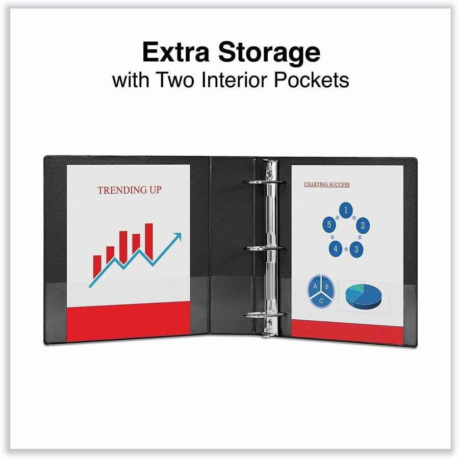 Universal Slant D-Ring View Binder, 3 Rings, 2" Capacity, 11 x 8.5, Black - 2" Binder Capacity - Letter - 8 1/2" x 11" Sheet Size - 500 Sheet Capacity - 3 Ring(s) - Fastener(s): Ring - Pocket(s): 2, Inside Front & Back - Polypropylene - Black - Non-stick 