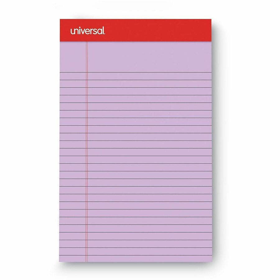 Universal Notepad - 1 Subject(s) - 50 Sheets - Tape Bound - Narrow Ruled Front Ruling - 16 lb Basis Weight - 8" Height x 5" Width - Orchid Paper - Chipboard Cover - 1 Dozen
