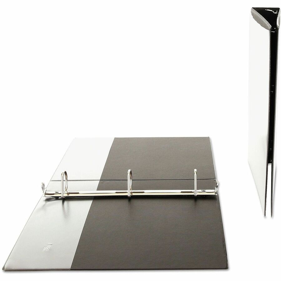 Universal Slant D-Ring View Binder, 3 Rings, 1.5" Capacity, 11 x 8.5, Black - 1 1/2" Binder Capacity - Letter - 8 1/2" x 11" Sheet Size - 375 Sheet Capacity - 3 Ring(s) - Fastener(s): Ring - Pocket(s): 2, Inside Front & Back - Polypropylene - Black - Non-