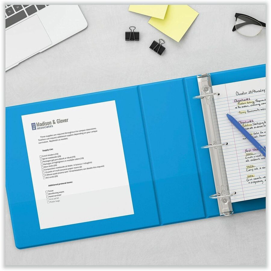 Universal Slant D-Ring View Binder, 3 Rings, 1" Capacity, 11 x 8.5, Light Blue - 1" Binder Capacity - Letter - 8 1/2" x 11" Sheet Size - 220 Sheet Capacity - 3 Ring(s) - Fastener(s): Ring - Pocket(s): 2, Inside Front & Back - Polypropylene - Light Blue - 