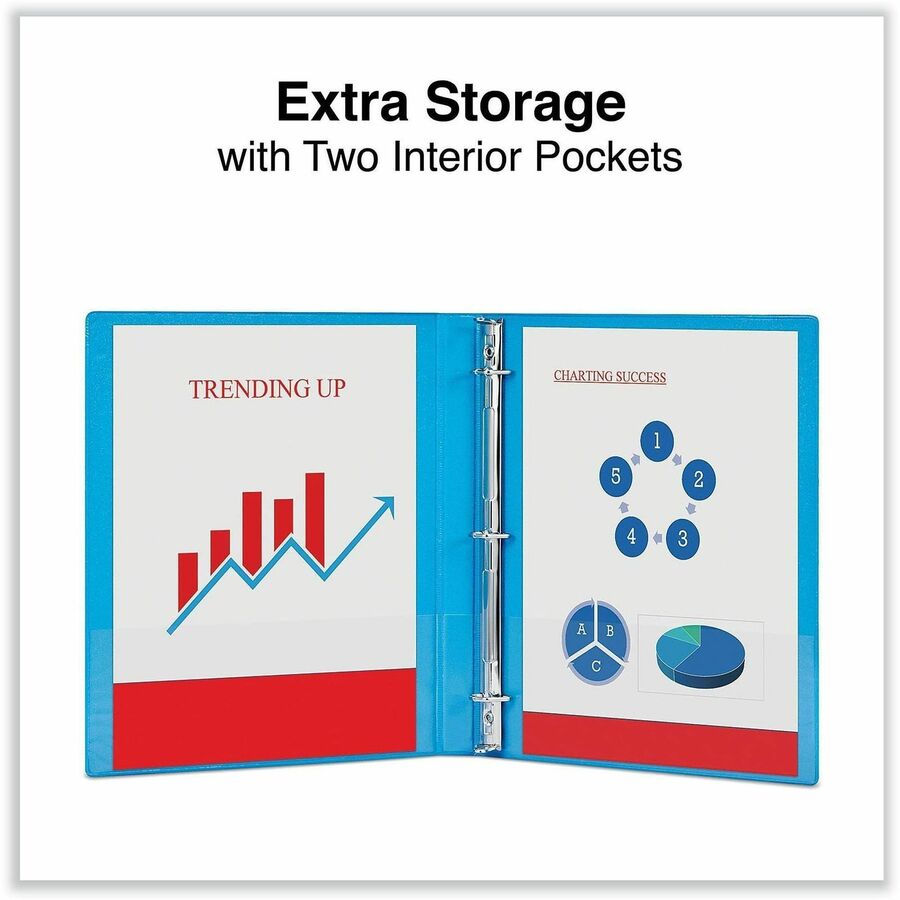 Universal Slant D-Ring View Binder, 3 Rings, 0.5" Capacity, 11 x 8.5, Light Blue - 1/2" Binder Capacity - Letter - 8 1/2" x 11" Sheet Size - 120 Sheet Capacity - 3 Ring(s) - Fastener(s): Ring - Pocket(s): 2, Inside Front & Back - Polypropylene - Light Blu