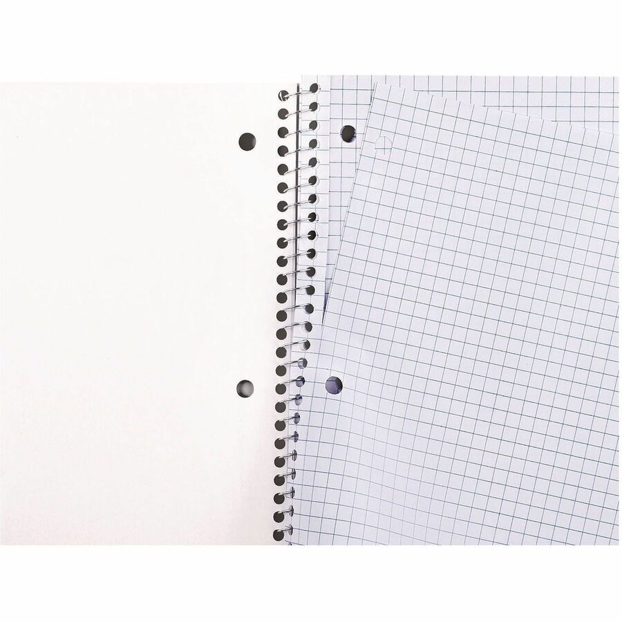 Universal Notebook - 1 Subject(s) - 70 Sheets - Spiral - Quad Ruled Front Ruling - 3 Hole(s) - 15 lb Basis Weight - 10.50" Height x 8" Width - White Paper - Black Paperboard Cover