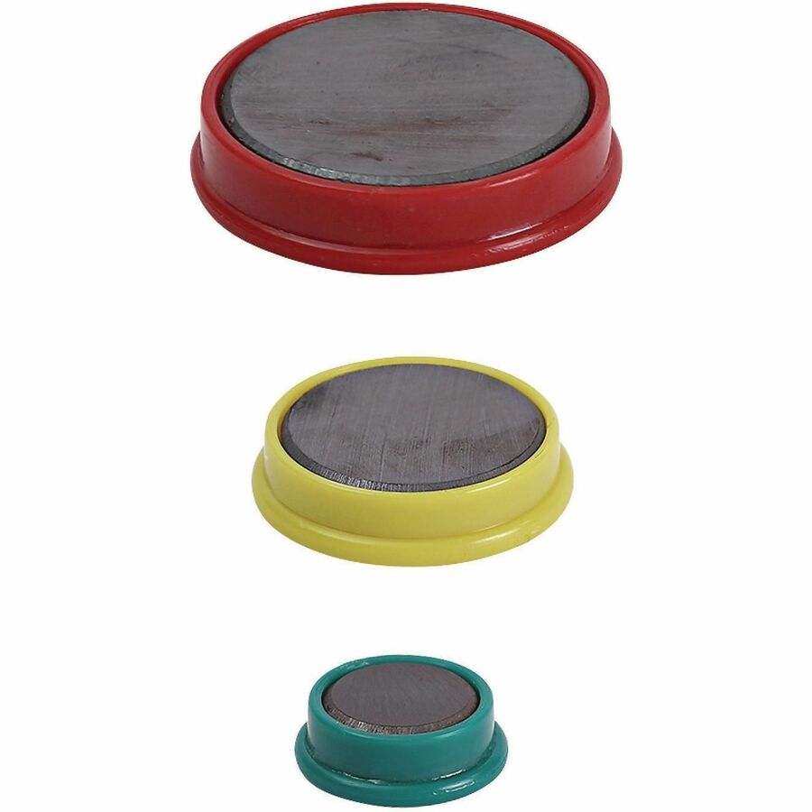 Universal Board Magnet - Circle - Heavy Duty - 30 / Pack - Assorted, Blue, Green, Red, White, Yellow