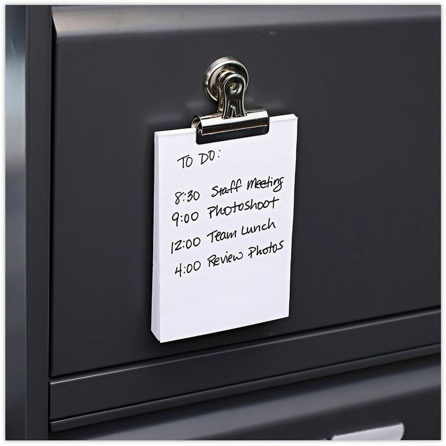 Universal Bulldog Magnetic Clips, Medium, Nickel, 12/Pack - Medium - 2.1" Width - 0.25" Size Capacity - Nickel - Nickel Plated Steel - 12 / Pack