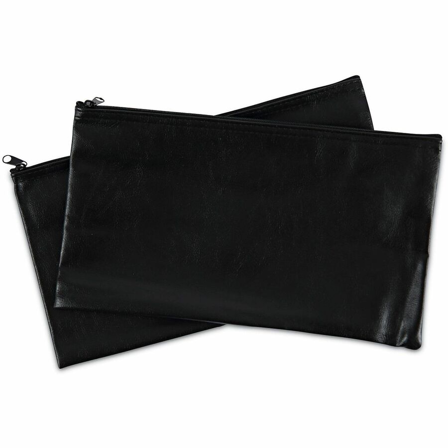 Universal Carrying Case (Wallet) Cash - Black - Faux Leather Polyurethane Body - 6" Height x 11" Width - 2 Pack