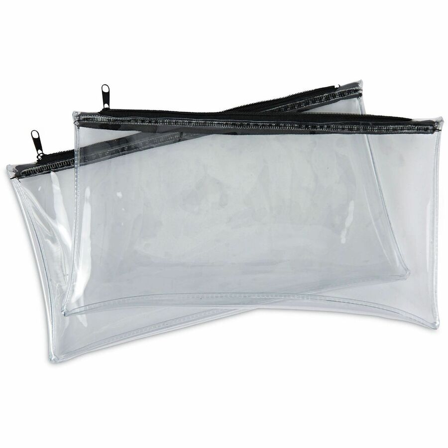 Universal Carrying Case (Wallet) Cash - Clear, Black - Faux Leather Polyurethane Body - 6" Height x 11" Width - 2 Pack