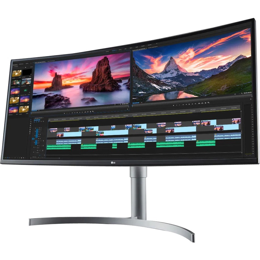 LG Ultrawide 38BN95C-W 38" Class UW-QHD+ Curved Screen Gaming LCD Monitor - 21:9 - Textured Black, Textured White, Silver