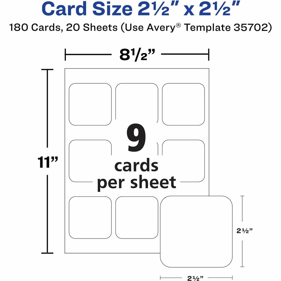 Avery&reg; - Cartes d'affaire carr&eacute;es avec technologie Sure Feed Coupe nette, 2 ½ po x 2 ½ po