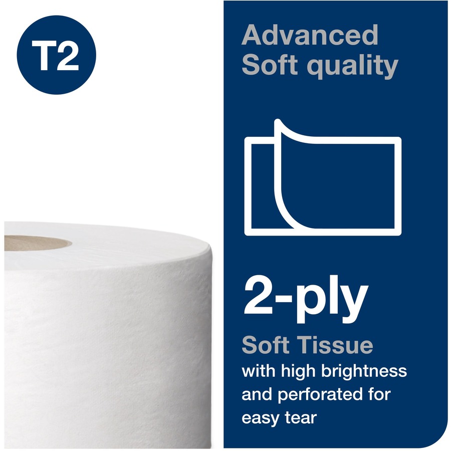 Tork Advanced Mini Jumbo Bath Tissue Roll, 2-Ply, 12024402, Toilet paper, Refill