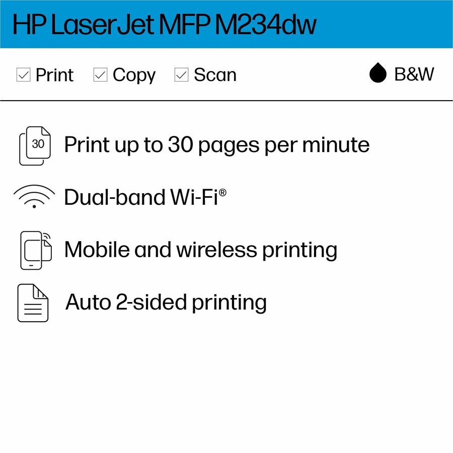 Imprimante multifonction laser LaserJet M234dw Sans fil - Monochrome HP