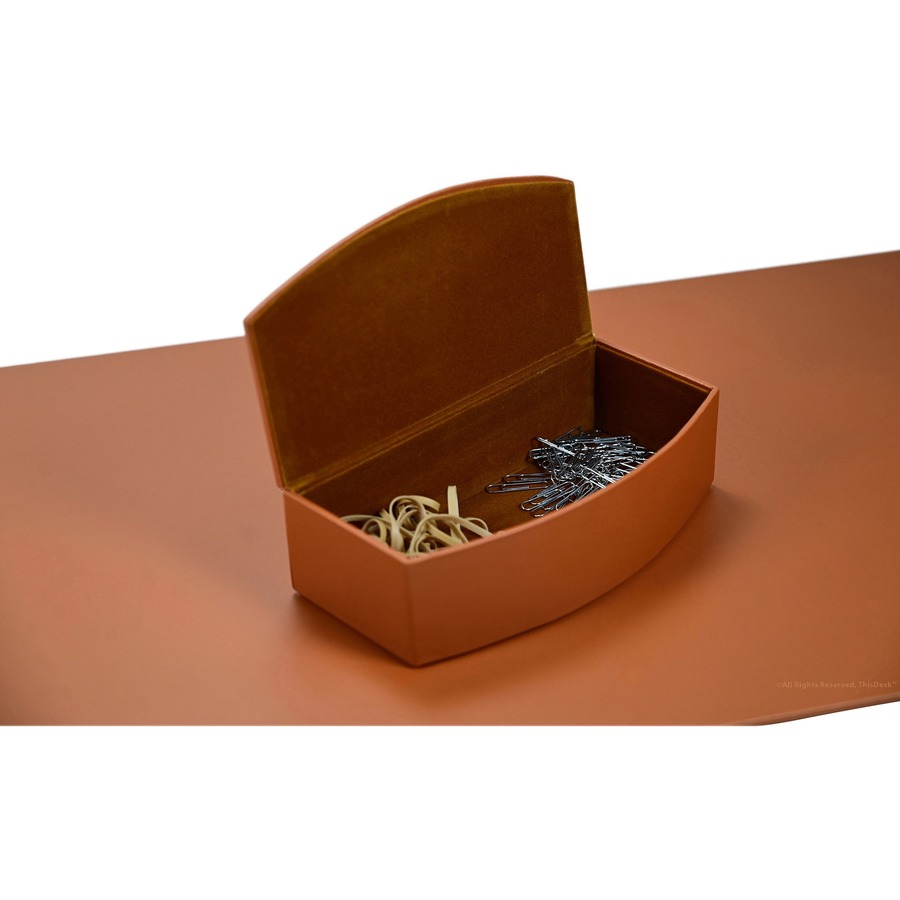 Dacasso 5-piece Home/Office Leather Desk Accessory Set - Velveteen, PU Leather - Tan - 1 Each 8