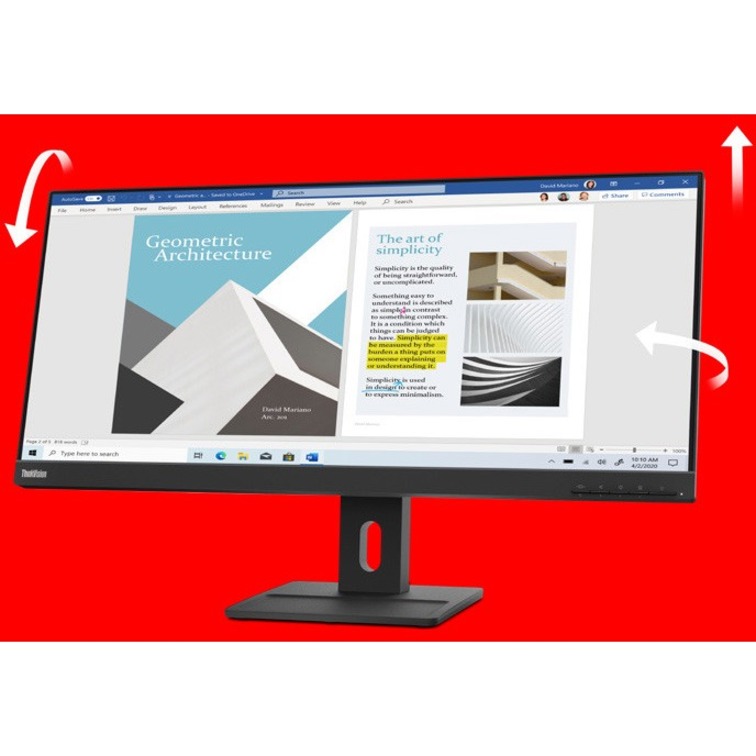 Lenovo ThinkVision E29w-20 29" Class UW-UXGA LCD Monitor - 21:9 - Raven Black