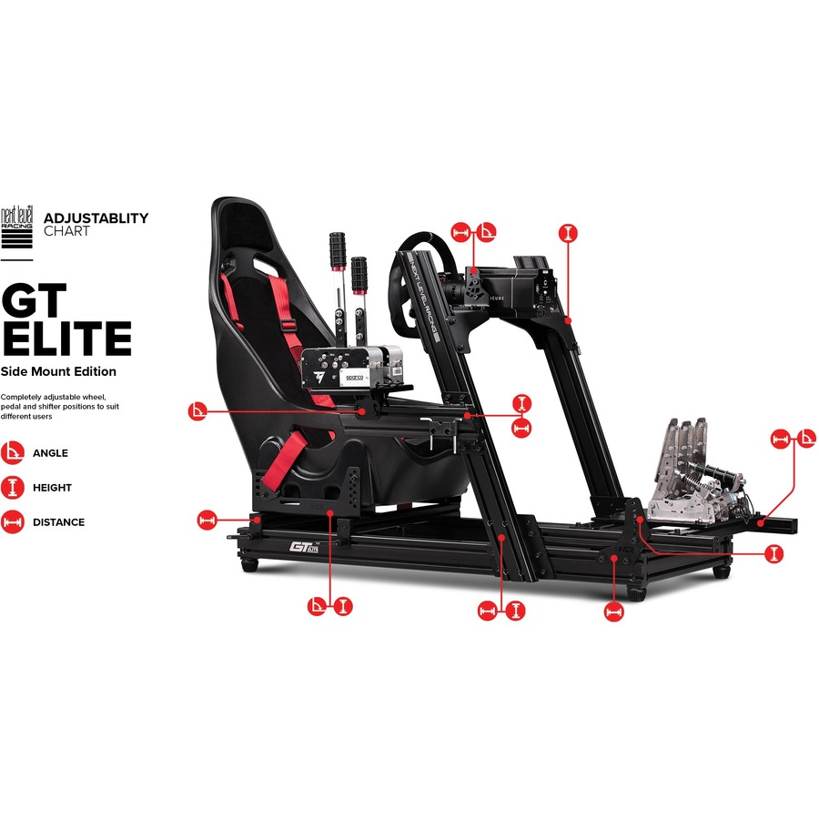 Next Level Racing GTElite Racing Simulator Cockpit- Front & Side Mount Edition - Carbon, Steel