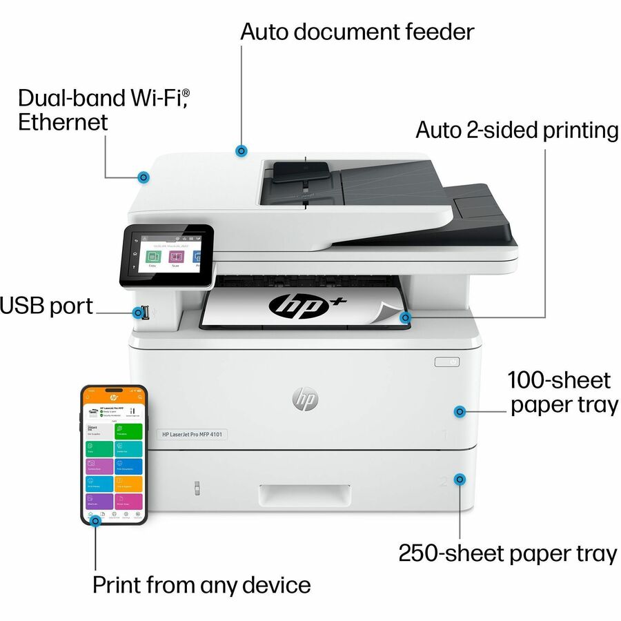 HP LaserJet Pro 4101fdwe Wireless Laser Multifunction Printer - Monochrome