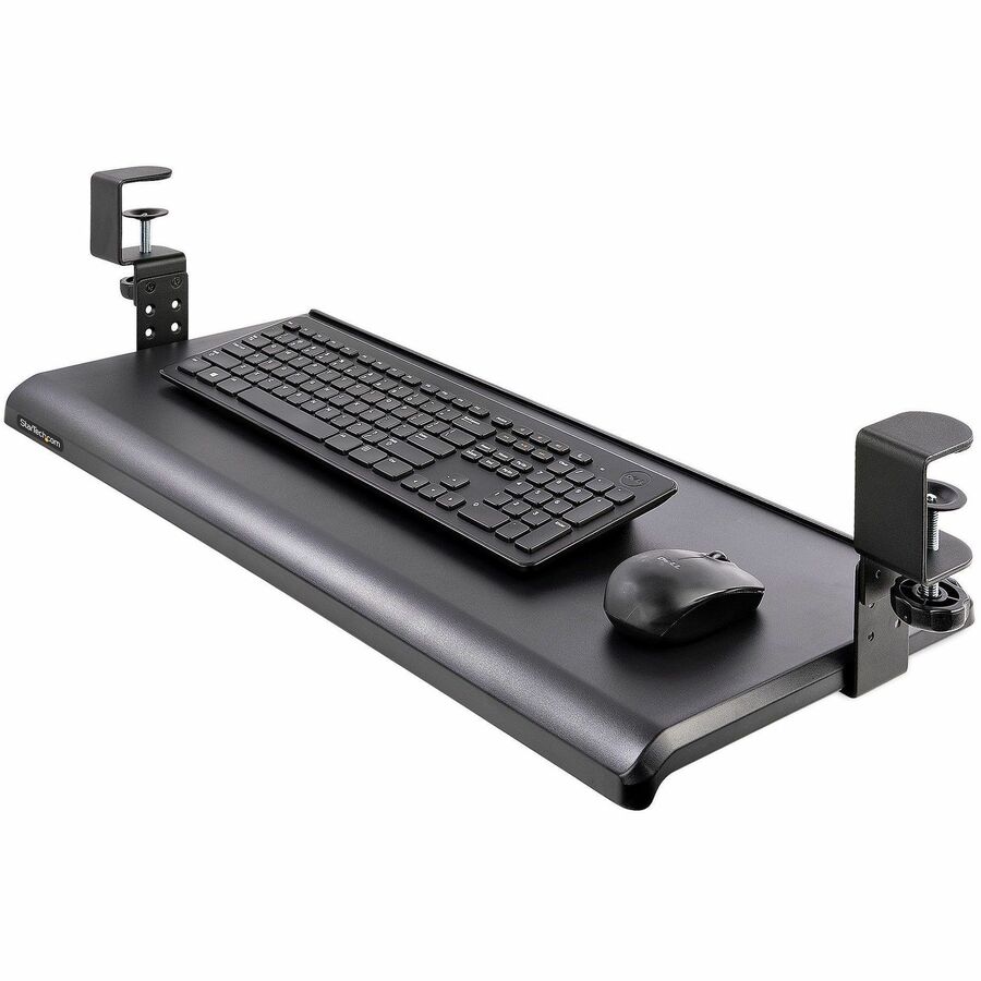 StarTech.com Under Desk Keyboard Tray, Clamp on Keyboard Holder, Up to 12kg/26.5lb, Height Adjustable, Ergonomic Sliding Keyboard Drawer