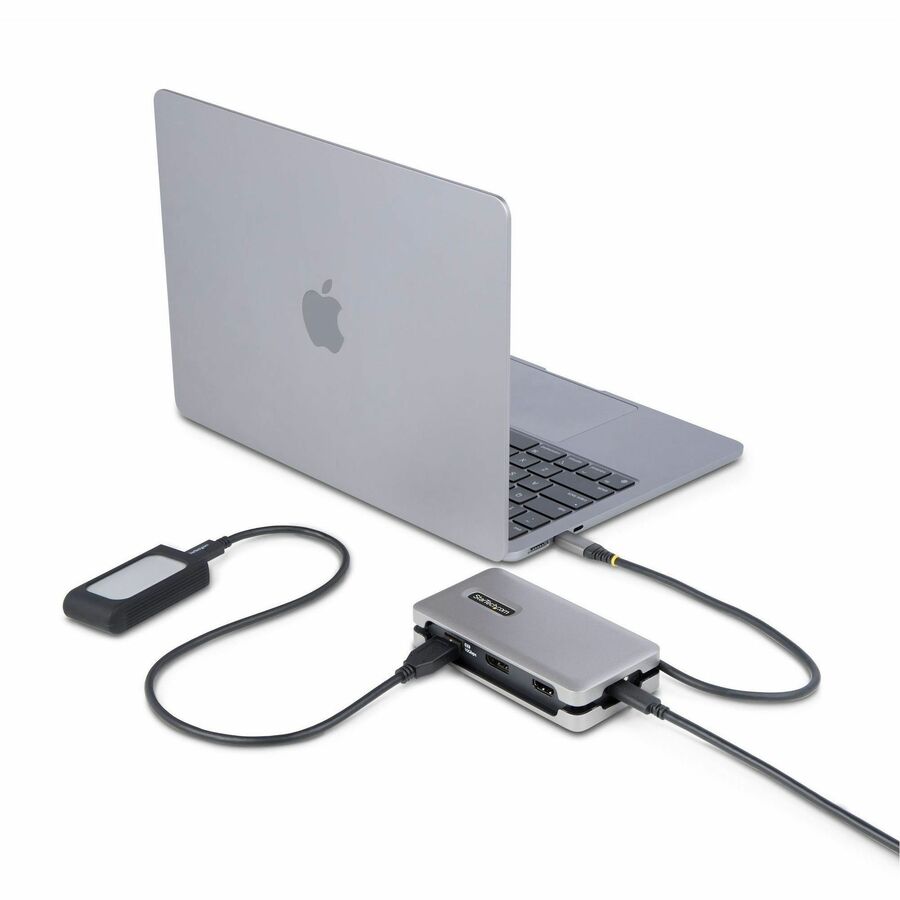 StarTech USB-C Multiport Adapter, 4K 60Hz HDMI/DP, 3-Port USB Hub, 100W PD Pass-Through, GbE, Mini Docking Station, 1ft/30cm Cable