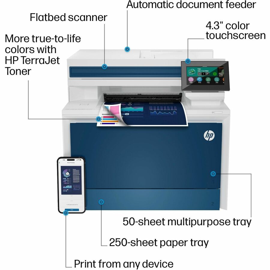 HP LaserJet Pro 4301dw Wireless Laser Multifunction Printer - Color