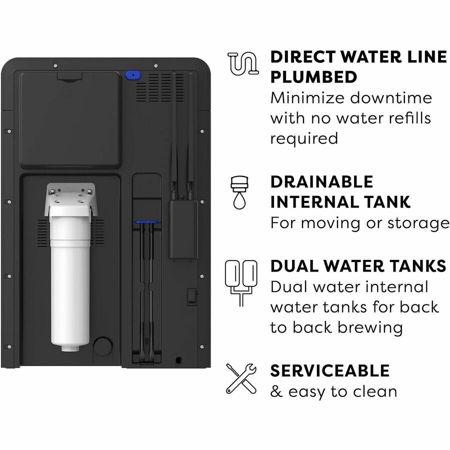 GMT9166 - K-4500 Commercial Cafe System offers the ability to make cafe-style beverages with a single coffeemaker for your large office or business. K-4500 includes two powder hoppers - one for milk and the other for French Vanilla-flavored or Chocolate-flavored milk powders. Make more than 20 different recipes such as flavored coffees, lattes, cappuccinos and more. BrewID recognizes your K-Cup pod and suggests customized brew settings to make each cup distinctively delicious. Personalize your beverage by setting the strength, temperature and cup size. Cafe system is engineered and developed for high-traffic areas with back-to-back brewing to reduce downtime between brews.