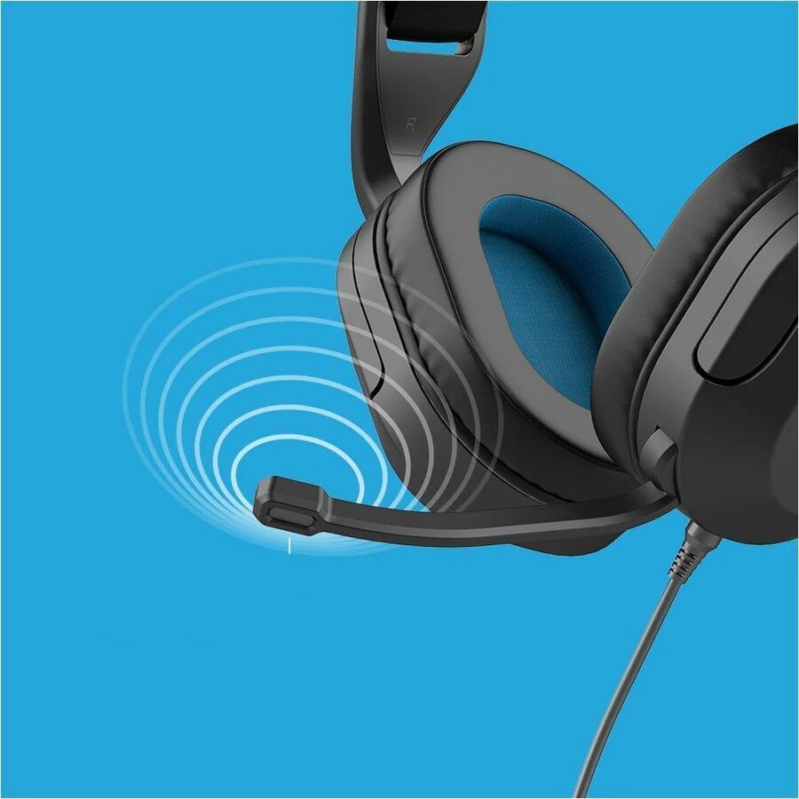 JLab Audio NIGHTFALL over-ear wired gaming headset in black with boom microphone — alternate view 7
