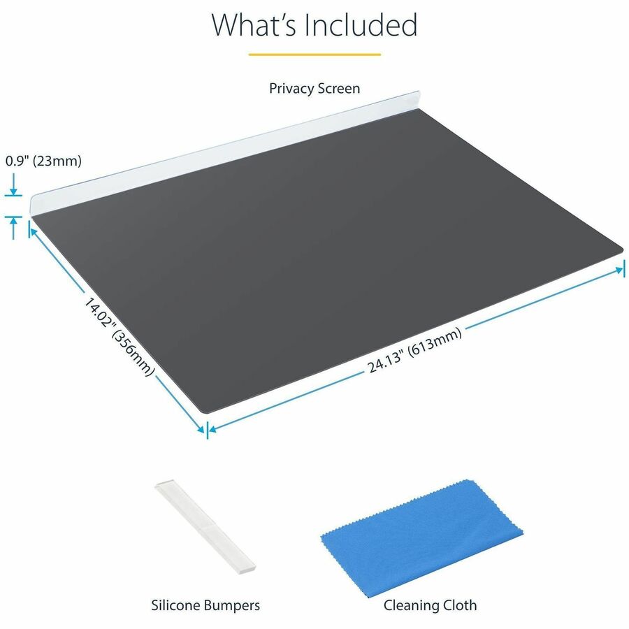 StarTech 27-inch 16:9 Computer Monitor Privacy Screen, Hanging Acrylic Filter, Monitor Protector/Shield, +/- 30 Deg., Glossy, TAA