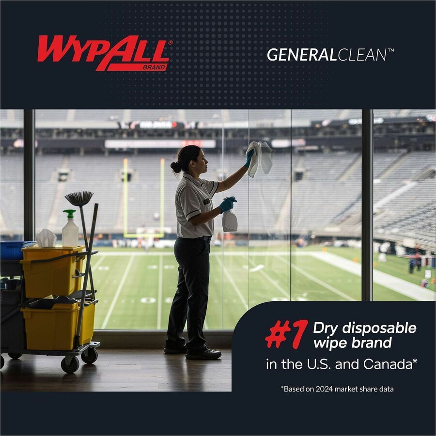 Wypall X60 Wipers - For Multipurpose, General Purpose - Cloth - 19.60" Length x 12.20" Width - Recommended For: Grease Remover, Soil Remover, Lubricant Remover, Water Absorber, Adhesive Remover - Absorbent, Reinforced, Perforated, Disposable, Sturdy, Stro
