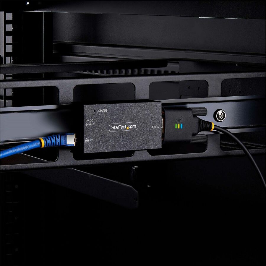 StarTech 1-Port Serial to Ethernet Adapter, 802.3af PoE Powered Serial Device Server, Wall/DIN Rail Mount, LAN To DB9 Converter, TAA