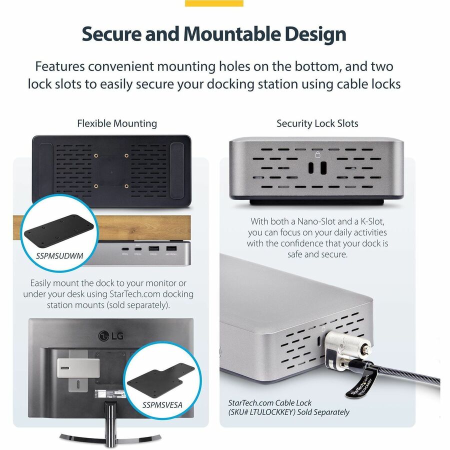 StarTech Dual-Monitor USB4 Docking Station, Dual 4K 120Hz or Single 8K 60Hz HDMI, 100W Laptop Charging, 2.5GbE, Driverless USB-C Dock