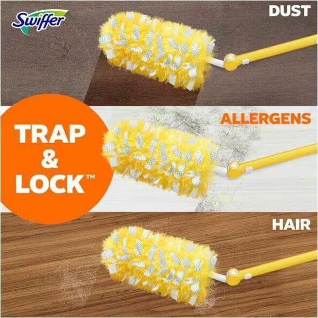 Swiffer Unscented Duster Kit - Fiber Bristle - 36" Handle Length - Yellow - 3 / Pack