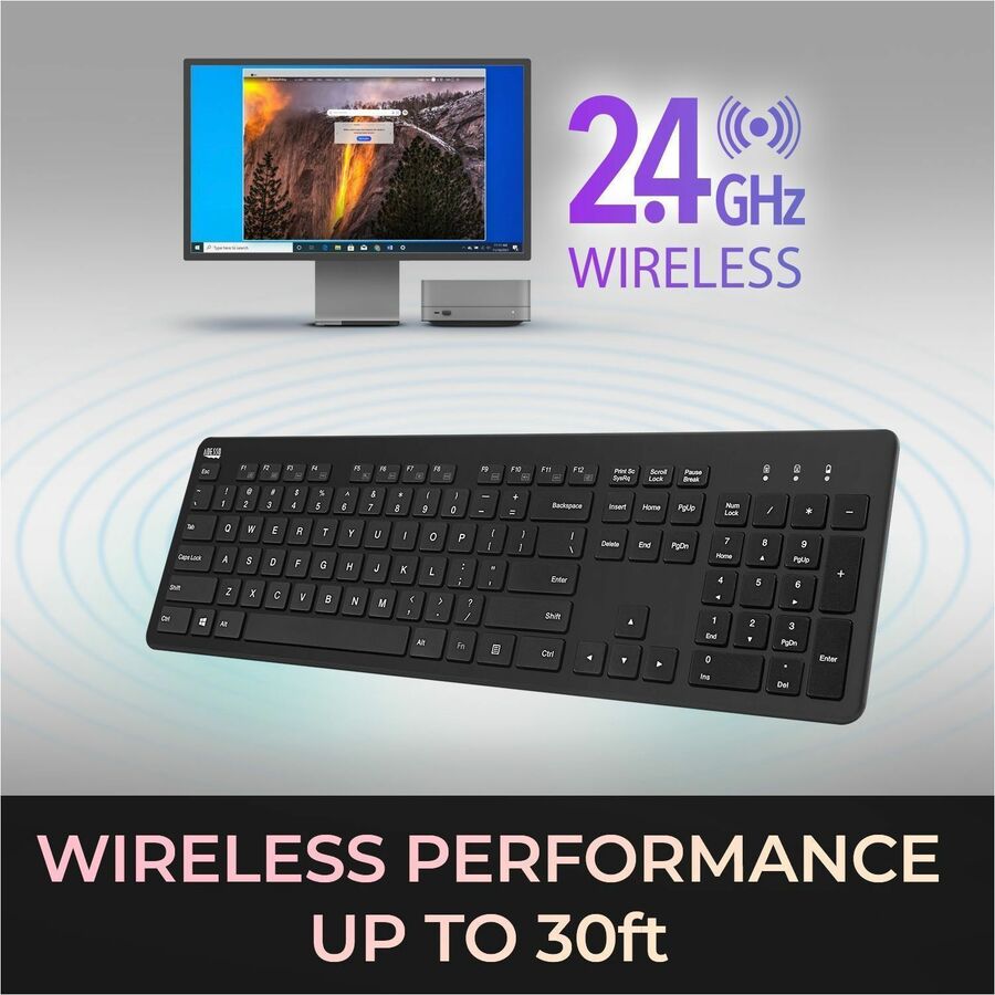 Adesso 2.4Ghz Wireless Scissor Switch Desktop Keyboard