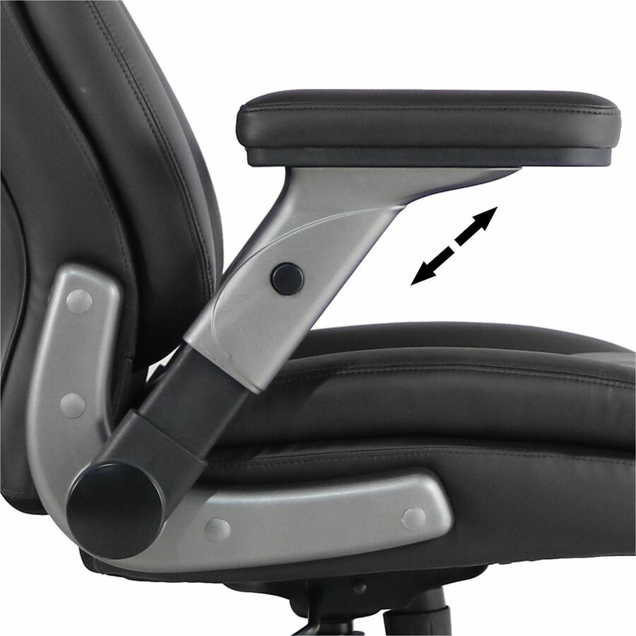 Lorell Big & Tall Flip Arm Chair - Mesh, Vinyl Back Material - Plastic Frame Material - Black - Armrest