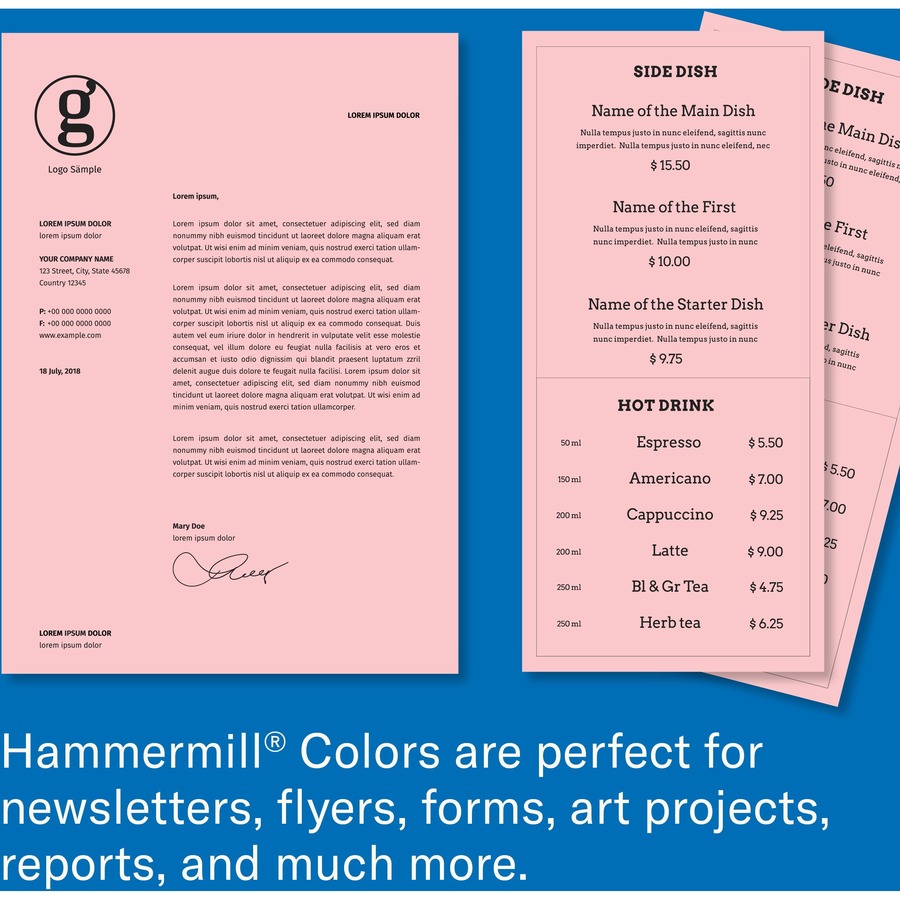 Hammermill Colors Recycled Copy Paper - Pink - Letter - HAM103382
