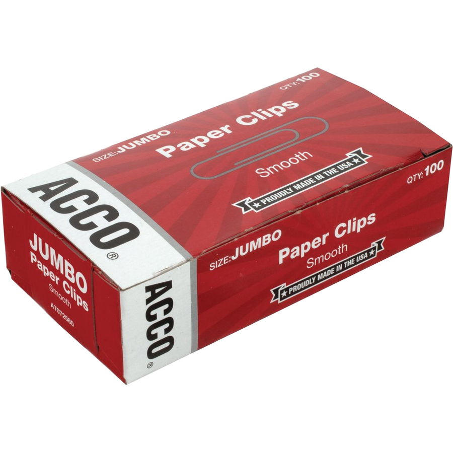  ACC72580BX  ACCO Steel Smooth Jumbo Paper Clips - #4