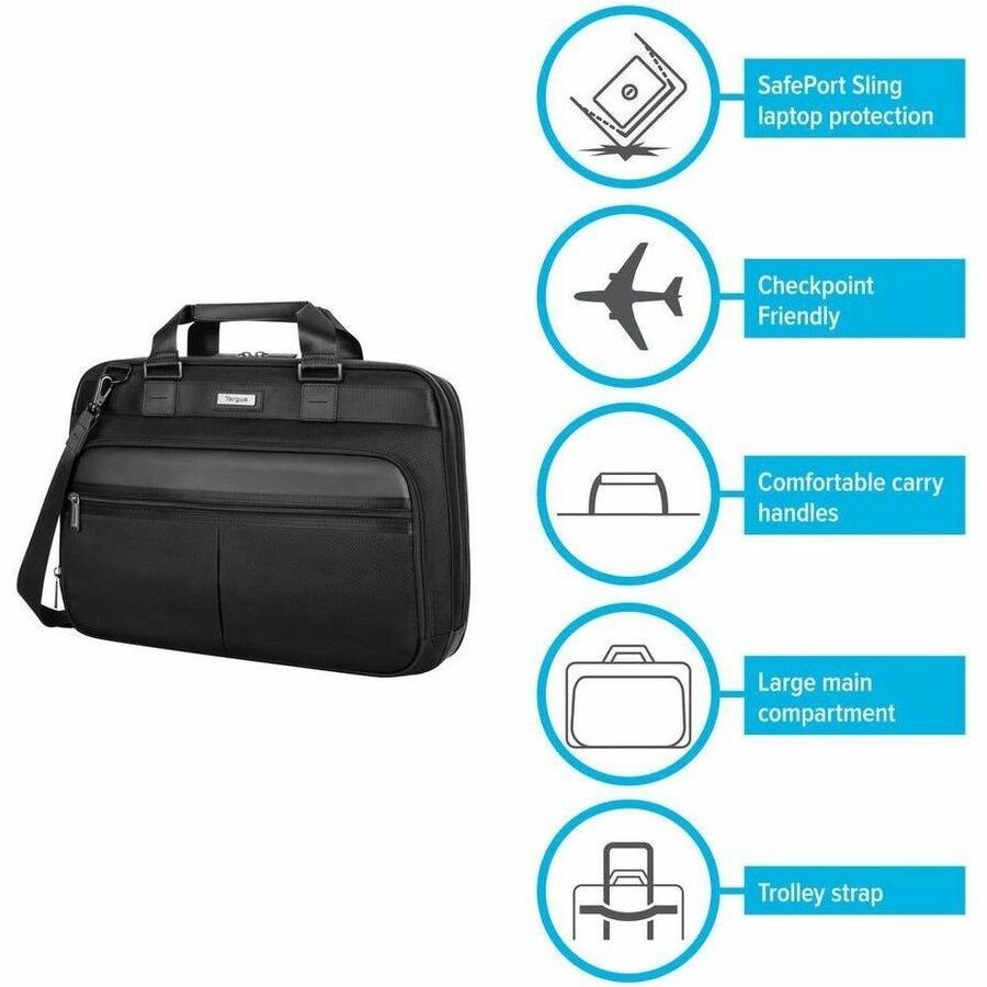 Targus Mobile Elite TBT045US Carrying Case (Briefcase) for 15" to 16" Notebook - Black - TAA Compliant