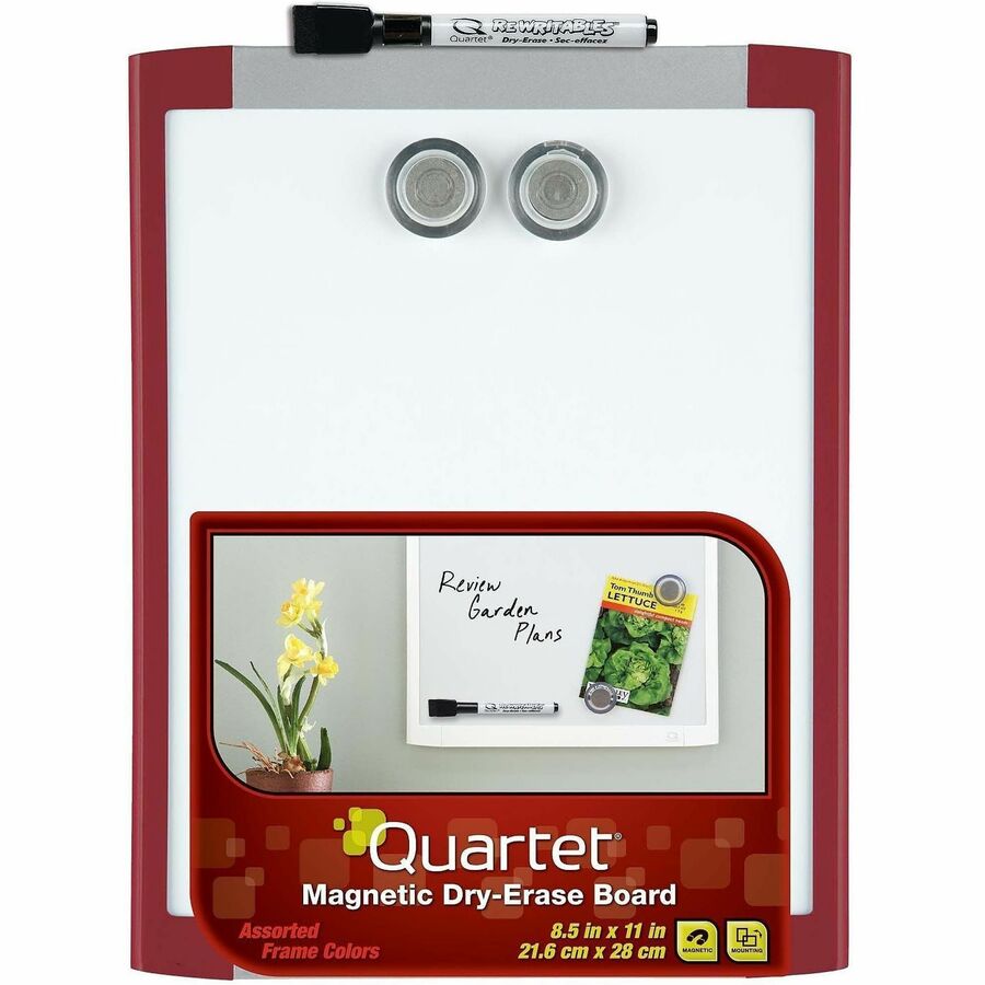 Quartet Decorative Dry-erase Whiteboard - 11" (0.9 ft) Width x 8.5" (0.7 ft) Height - White Stainless Steel Surface - Assorted Plastic Frame - Rectangle - Magnetic - Stain Resistant - 1 Each