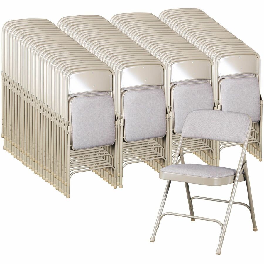 National Public Seating 2200 Series Folding Chair - Graystone Seat Color - Fabric, High Density Foam (HDF) Seat Material - Gray Stone Back Color - High Density Foam (HDF) Back Material - Gray Frame Color - Tubular Steel, Metal Frame Material - Gray Stone 