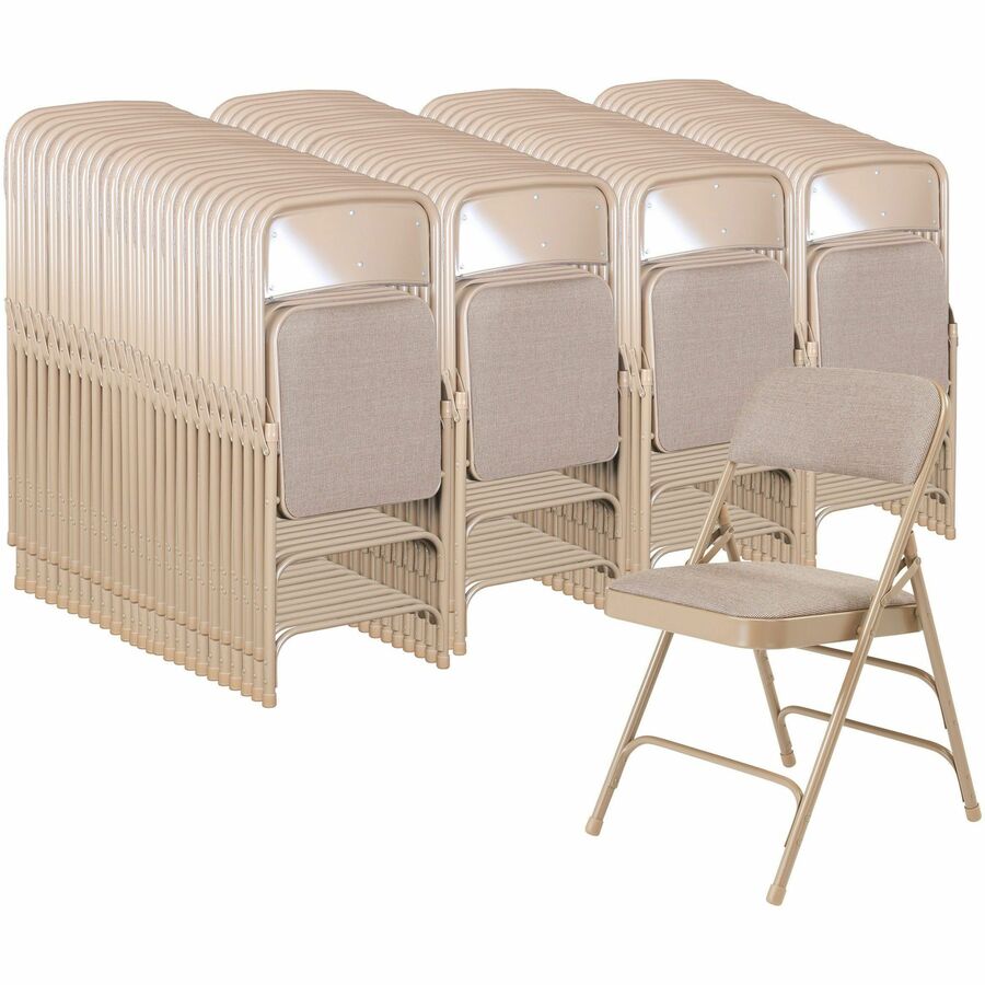 National Public Seating 2300 Series Folding Chair - Café Beige Seat Color - High Density Foam (HDF), Fabric Seat Material - Café Beige Back Color - High Density Foam (HDF) Back Material - Beige Frame Color - Tubular Steel Frame Material - Ca