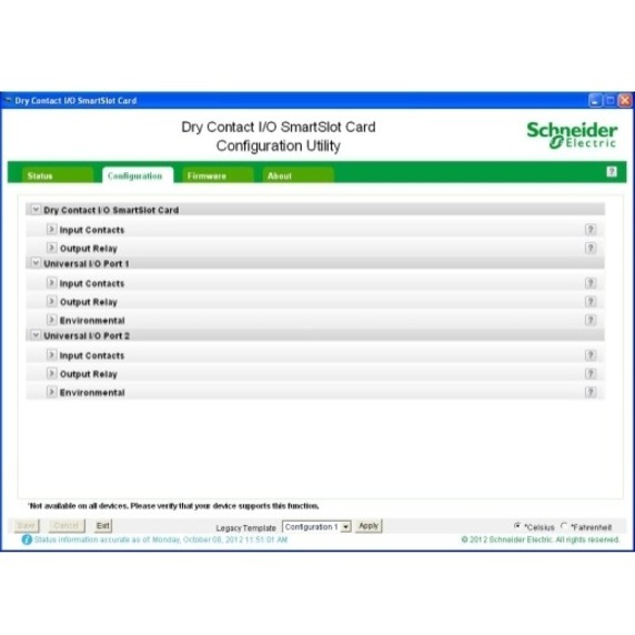 APC by Schneider Electric Dry Contact I/O SmartSlot Card - SmartSlot