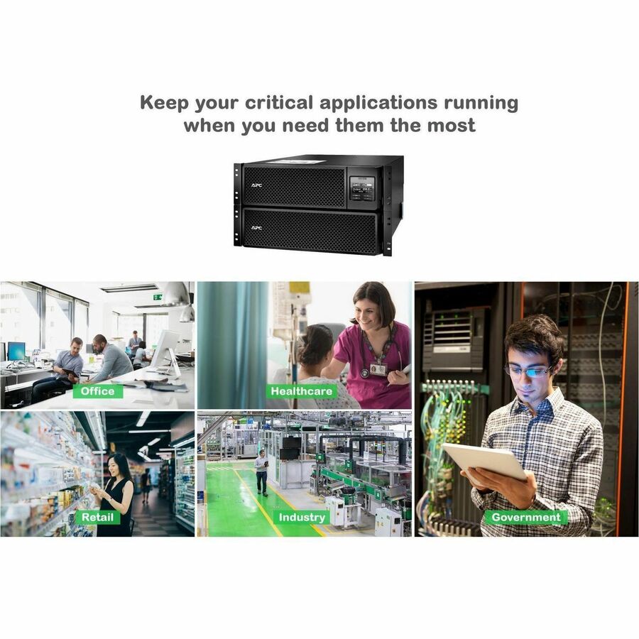 APC Smart-UPS On-Line, 8kVA/8kW, Tower, 208V, 4x L6-20R+2x L6-30R NEMA outlets, Network Card+SmartSlot, Extended runtime, W/O rail kit