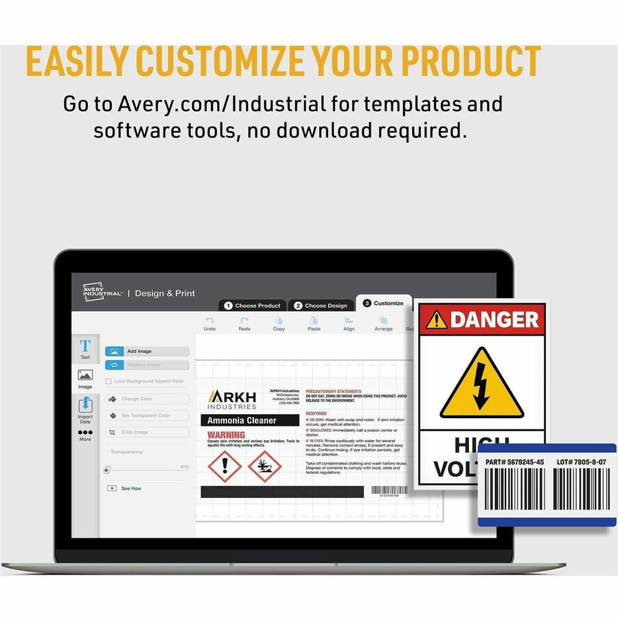 Avery&reg; UltraDuty™ GHS Chemical Labels 4" x 4" , Permanent Adhesive, for Laser Printers