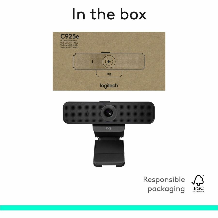 Logitech C925e Webcam - 30 fps - Black - USB 2.0 - 1 Each