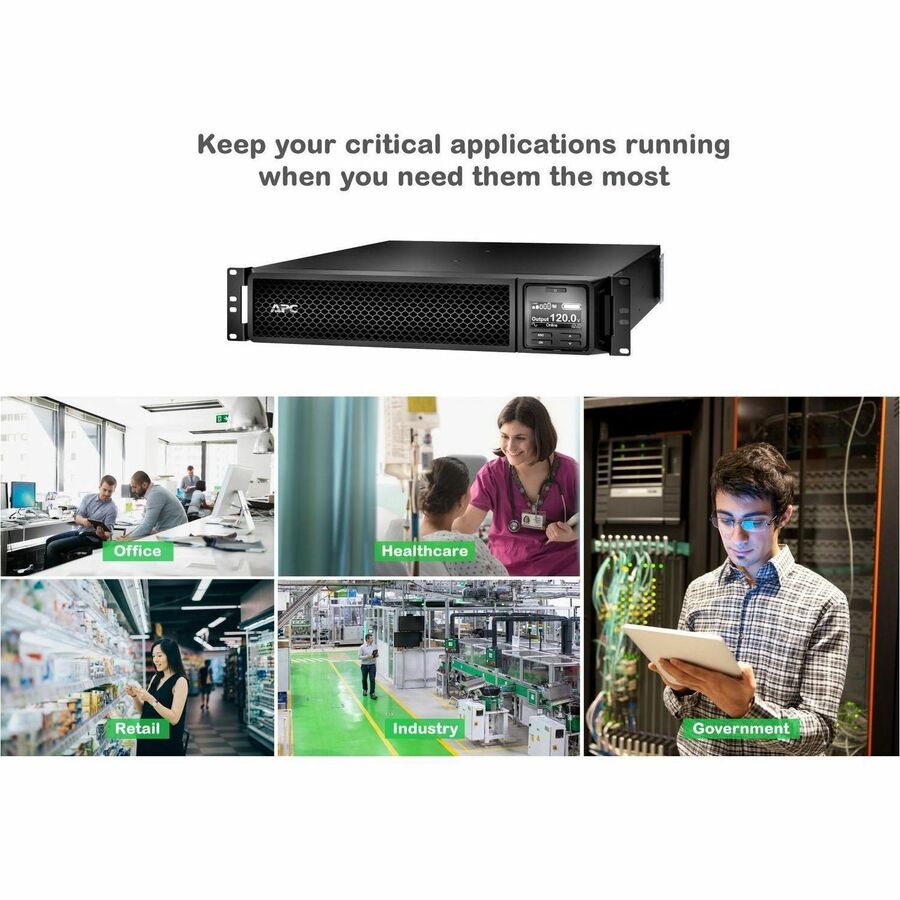 APC Smart-UPS On-Line, 2200VA, Tower, 120V, 6x 5-20R+1x L5-20R NEMA outlets, SmartSlot, Extended runtime, W/O rail kit