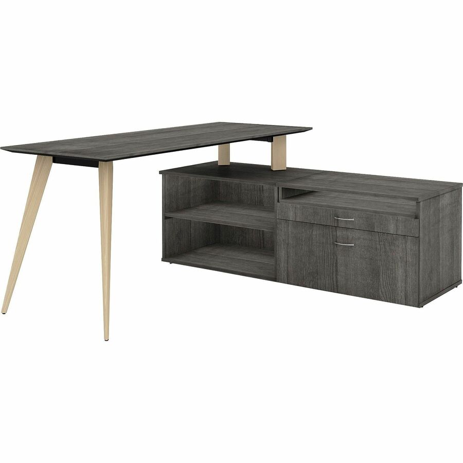 Lorell Relevance Series 2-Drawer File Cabinet Credenza w/Open Shelf