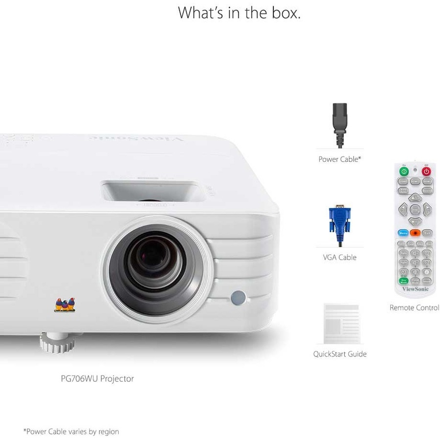 ViewSonic PG706WU 4000 Lumens WUXGA Projector with RJ45 LAN Control Vertical Keystoning and Optical Zoom for Home and Office