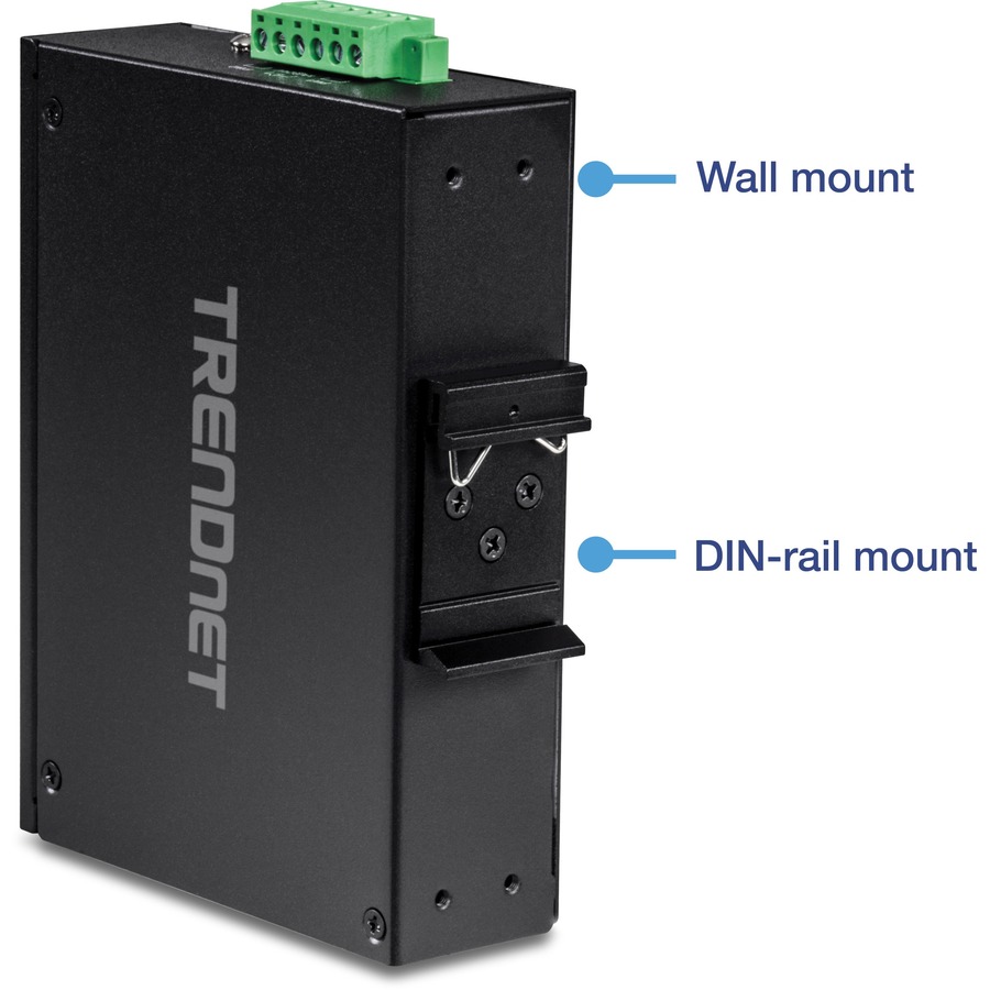 TRENDnet 8-Port Industrial Unmanaged Fast Ethernet PoE+ DIN-Rail Switch, TI-PE80, 8 x Fast Ethernet PoE+ Ports, 200W PoE Power Budget, IP50 Rated Housing, NDAA TAA Compliant, Lifetime Protection