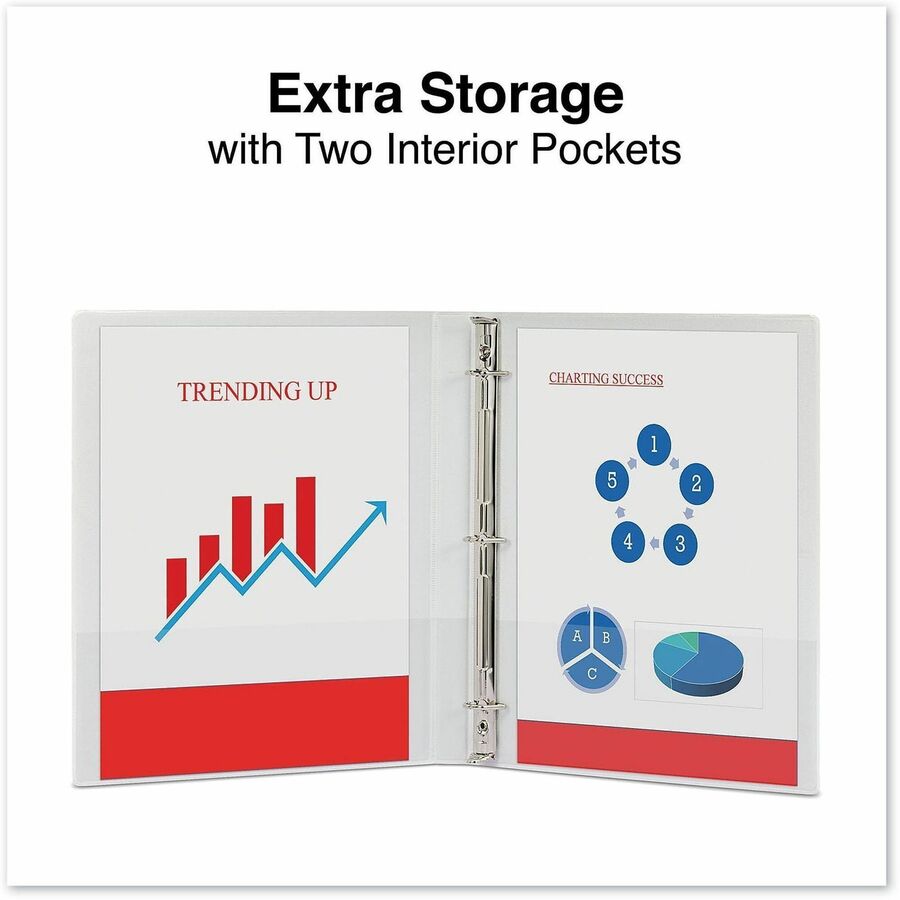 Universal Slant D-Ring View Binder, 3 Rings, 0.5" Capacity, 11 x 8.5, White - 1/2" Binder Capacity - Letter - 8 1/2" x 11" Sheet Size - 120 Sheet Capacity - 3 Ring(s) - Fastener(s): Ring - Pocket(s): 2, Inside Front & Back - Polypropylene - White - Non-st