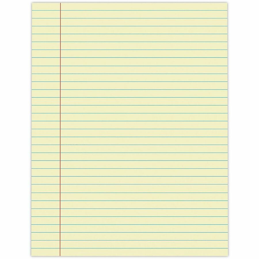 Universal Glue Top Pads, Wide/Legal Rule, 50 Canary-Yellow 8.5 x 11 Sheets, Dozen - 1 Subject(s) - 50 Sheets - Glued - Wide Ruled, Legal Ruled Front Ruling - 16 lb Basis Weight - 11" Height x 8.5" Width - Canary Paper - Chipboard Cover - 1 Dozen