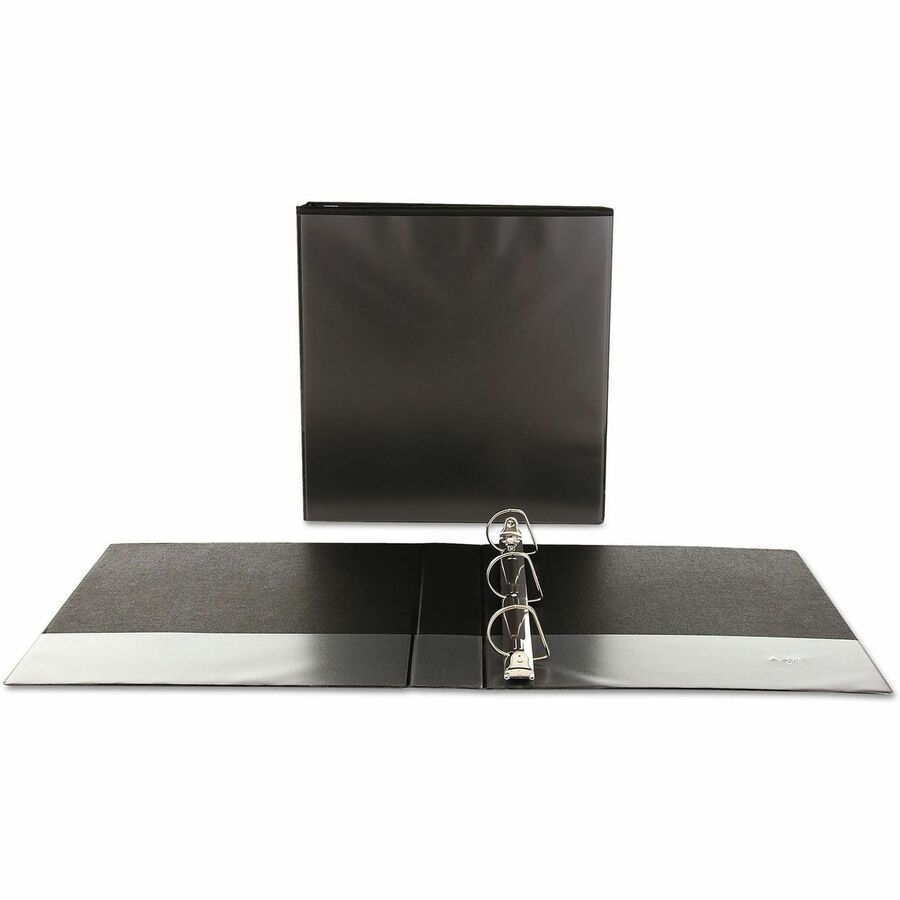 Universal Slant D-Ring View Binder, 3 Rings, 1.5" Capacity, 11 x 8.5, Black - 1 1/2" Binder Capacity - Letter - 8 1/2" x 11" Sheet Size - 375 Sheet Capacity - 3 Ring(s) - Fastener(s): Ring - Pocket(s): 2, Inside Front & Back - Polypropylene - Black - Non-