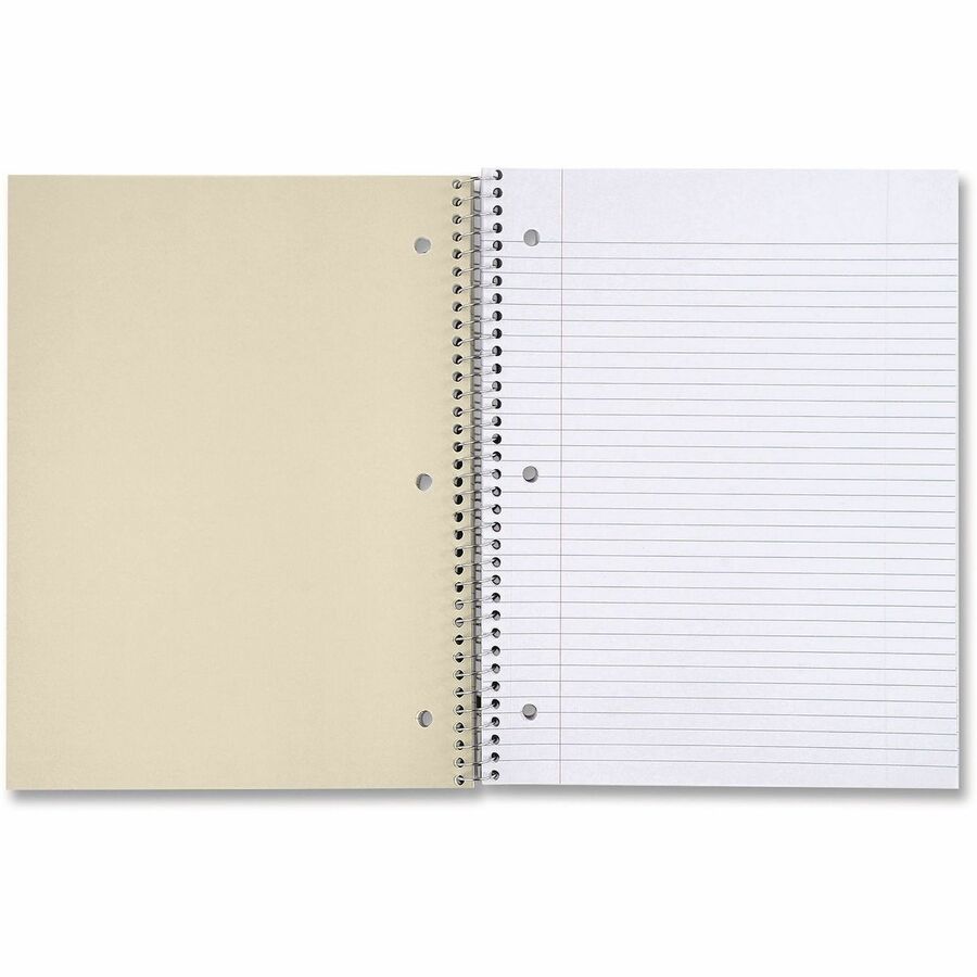 Universal Notebook - 5 Subject(s) - 200 Sheets - Spiral - Medium Ruled, College Ruled Front Ruling - 3 Hole(s) - 15 lb Basis Weight - 11" Height x 8.5" Width - White Paper - Black Paperboard Cover