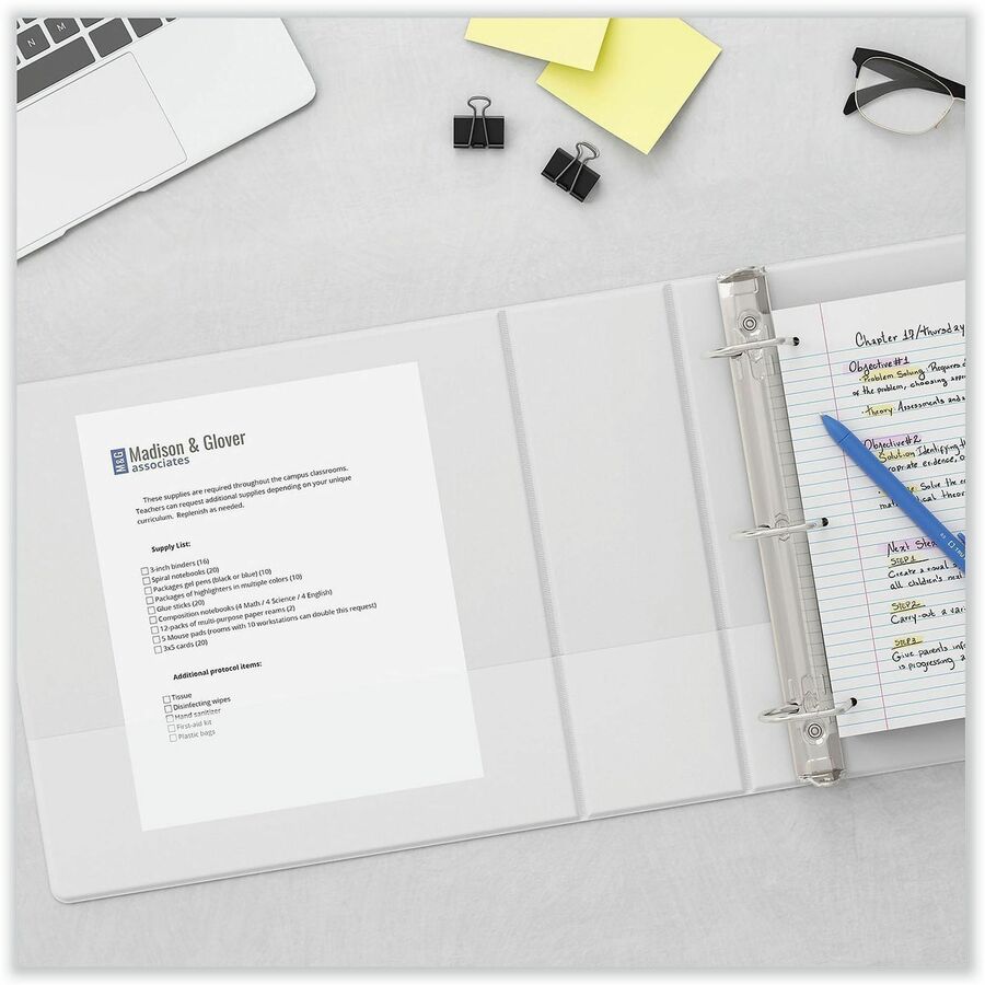 Universal Slant D-Ring View Binder, 3 Rings, 2" Capacity, 11 x 8.5, White, 4/Pack - 2" Binder Capacity - Letter - 8 1/2" x 11" Sheet Size - 500 Sheet Capacity - 3 Ring(s) - Fastener(s): Ring - Pocket(s): 2, Inside Front & Back - Polypropylene - White - No